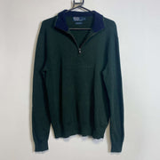 Green Polo Ralph Lauren Quarter Zip Knit Jumper Sweater Large