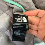 Grey and Cyan North Face Reversible Fleece Jacket Girl's XL