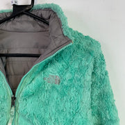 Grey and Cyan North Face Reversible Fleece Jacket Girl's XL