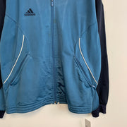 Blue and Navy Adidas Track Jacket Men's Large