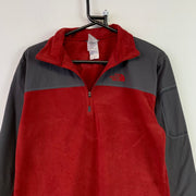 Red and Grey North Face Fleece Jacket Men's Small