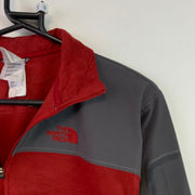 Red and Grey North Face Fleece Jacket Men's Small