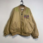 Vintage 90s Beige Bomber Jacket Flying Nordic XXL