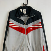 Grey and Navy Adidas Track Jacket Men's Large