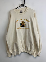 Vintage Cream Embroidery Sweatshirt Men's XXL