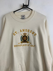 Vintage Cream Embroidery Sweatshirt Men's XXL