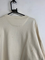 Vintage Cream Embroidery Sweatshirt Men's XXL