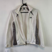 White and Grey North Face Fleece Jacket Women's Medium