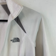 White and Grey North Face Fleece Jacket Women's Medium