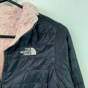 Pink and Navy North Face Reversible Sherpa Fleece Jacket Girl's XL