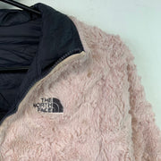 Pink and Navy North Face Reversible Sherpa Fleece Jacket Girl's XL