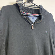 Navy Tommy Hilfiger Quarter Zip Knit Jumper Sweater XL