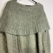 Grey Ellen Tracy Mohair Shawl Knit Jumper Sweater Womens Medium