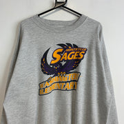 Vintage Grey Graphic Print Sweatshirt Men's XL