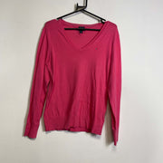 Pink Tommy Hilfiger Knit V-Neck Jumper Sweater Womens Large