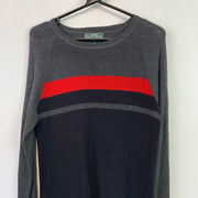 Grey Black Red Ralph Lauren Knitwear Jumper Women's Large