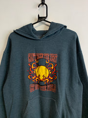 Grey Graphic Print Hoodie Men's Large