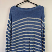 Blue and White Ralph Lauren Knitwear Jumper Women's Large