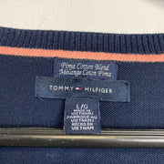 Navy Tommy Hilfiger V-Neck Knit Sweater Jumper Large