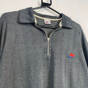 Grey Vintage 90s Nike Quarter Zip Sweatshirt Large