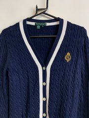 Navy Ralph Lauren Cable Knit Cardigan Sweater Women's Medium