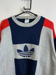 Vintage 90s Grey and Navy Adidas Sweatshirt Men's Medium