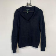 Black Lauren Ralph Lauren Collared Knit Sweater Jumper Womens Large