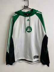 White and Green NBA Adidas Hoodie Men's XL