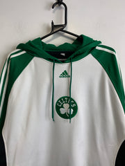 White and Green NBA Adidas Hoodie Men's XL