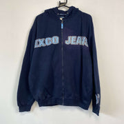 Vintage 90s Navy Exco Jeans Hip Hop Hoodie Pullover Jacket Small