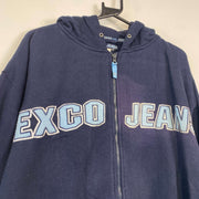 Vintage 90s Navy Exco Jeans Hip Hop Hoodie Pullover Jacket Small