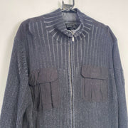 Black Calvin Klein Jeans Full Zip Knit Sweater Jumper y2k XL