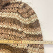 Vintage Striped Beige Mohair Sweater Turtleneck Knit Women's 10