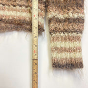 Vintage Striped Beige Mohair Sweater Turtleneck Knit Women's 10