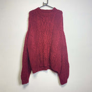 Red Irish Cable Knit Jumper Sweater 2XL