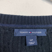 Navy Tommy Hilfiger V-Neck Knit Sweater Jumper Womens Small