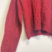 Red Irish Cable Knit Jumper Sweater 2XL