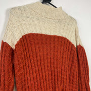 Vintage Orange Beige Wool Sweater Womens Large