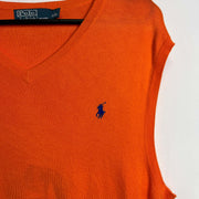 Orange Polo Ralph Lauren Vest Knit Jumper Vest Large