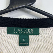 White Lauren Ralph Lauren Cardigan Knit Sweater Jumper Womens Large