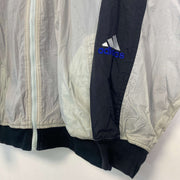 Vintage 90s White Blue Adidas Bomber Fleece Lined Jacket Medium