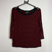 Lauren Ralph Lauren Red Navy Striped Knit Jumper Sweater Womens Medium