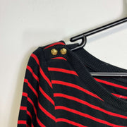 Lauren Ralph Lauren Red Navy Striped Knit Jumper Sweater Womens Medium