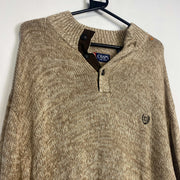 Brown Chaps Ralph Lauren Button Down Knit Jumper Sweater 2XL