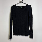 Grey Lauren Ralph Lauren Cable Knitwear Sweater Womens Large