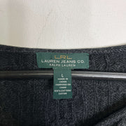 Grey Lauren Ralph Lauren Cable Knitwear Sweater Womens Large