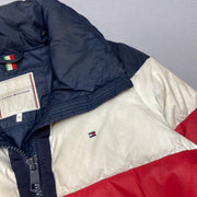 Navy Red White Tommy Hilfiger Puffer Jacket Men's XS