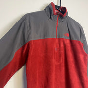 Red Grey North Face Half Zip Fleece Men's Small