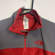 Red Grey North Face Half Zip Fleece Men's Small