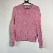 Pink Tommy Hilfiger Knit Jumper Sweater Paisley Cardigan Womens Medium